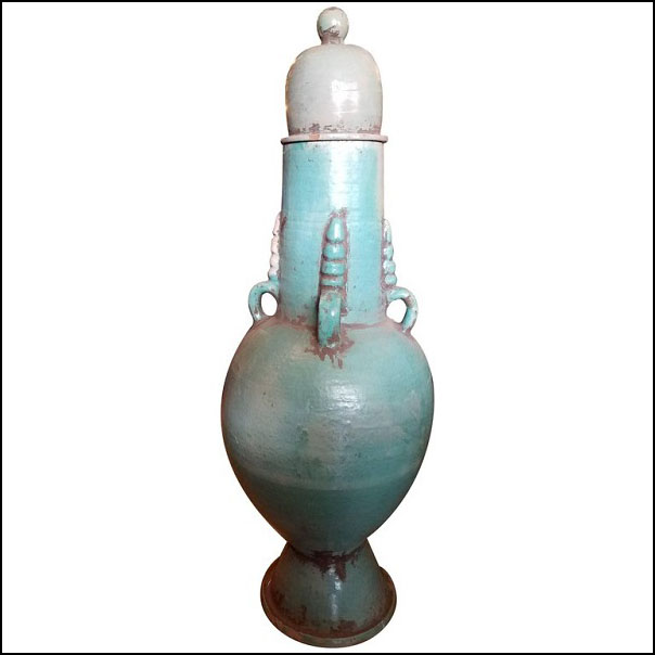 Extra Large Turquoise Moroccan Urn – Very Old