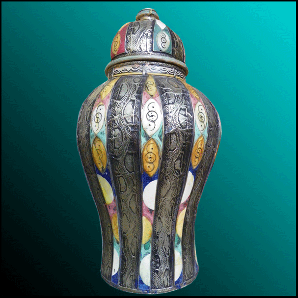 Multicolor Resin and Camel Bone Vase