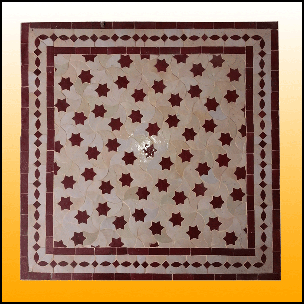 24″ Sq. Burgundy and White Mosaic Table