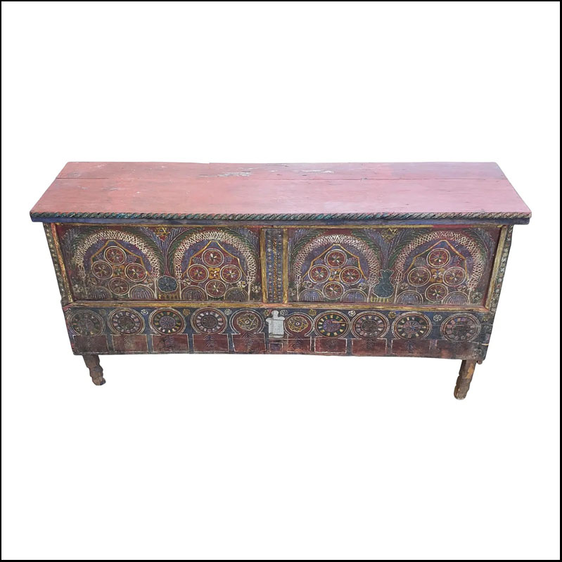 1990s Vintage Moroccan Wooden Cedar Trunk, Berber Style