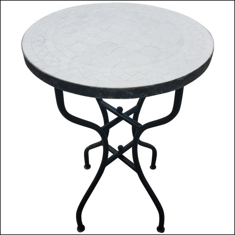 24″ All White Moroccan Mosaic Side Table