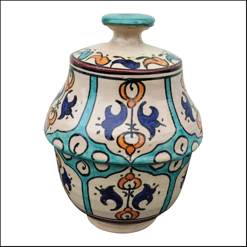 Multicolor Moroccan Hand Painted Urn/ Jar 1