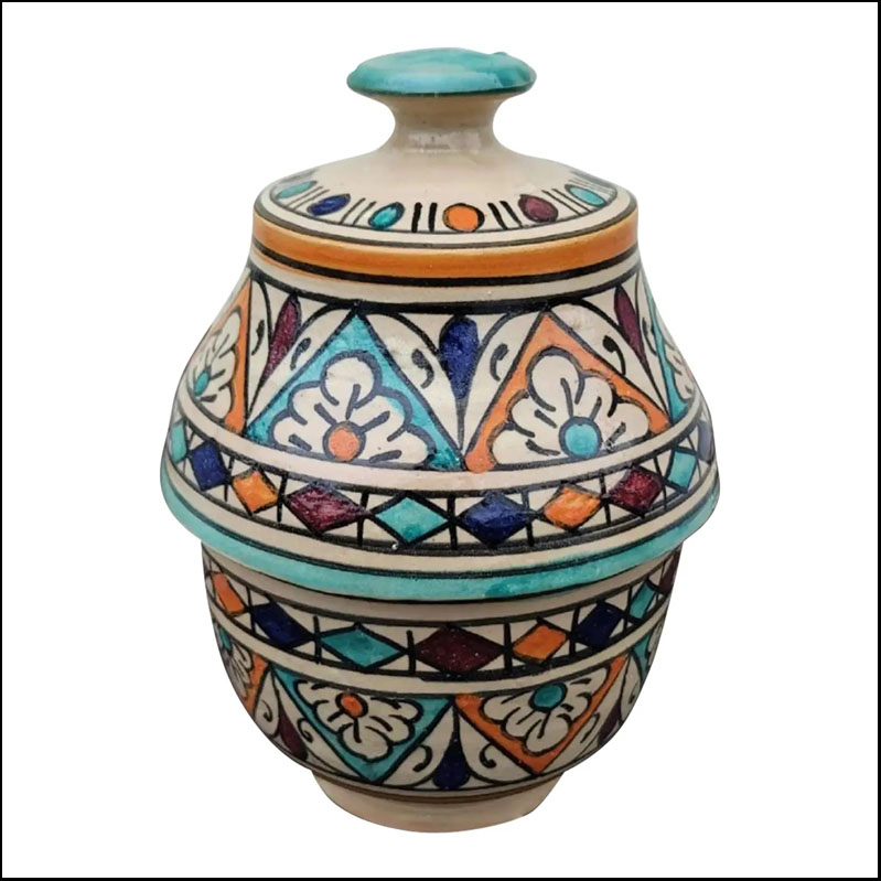 Multicolor Moroccan Hand Painted Urn/ Jar 2