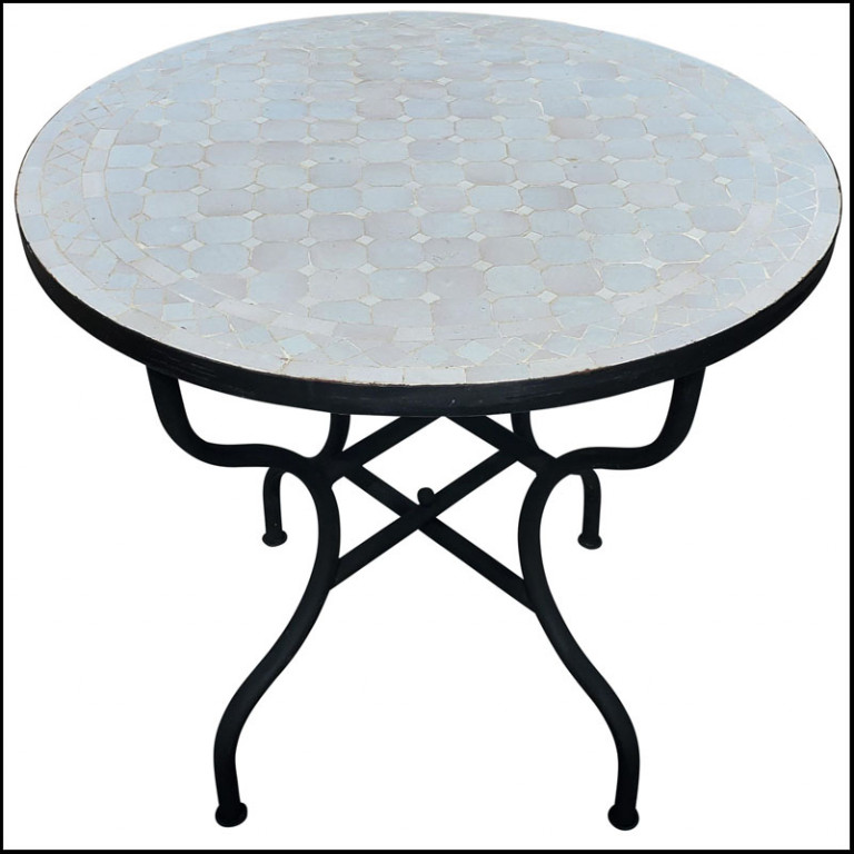 32" All White Moroccan Mosaic Table Living Morocco