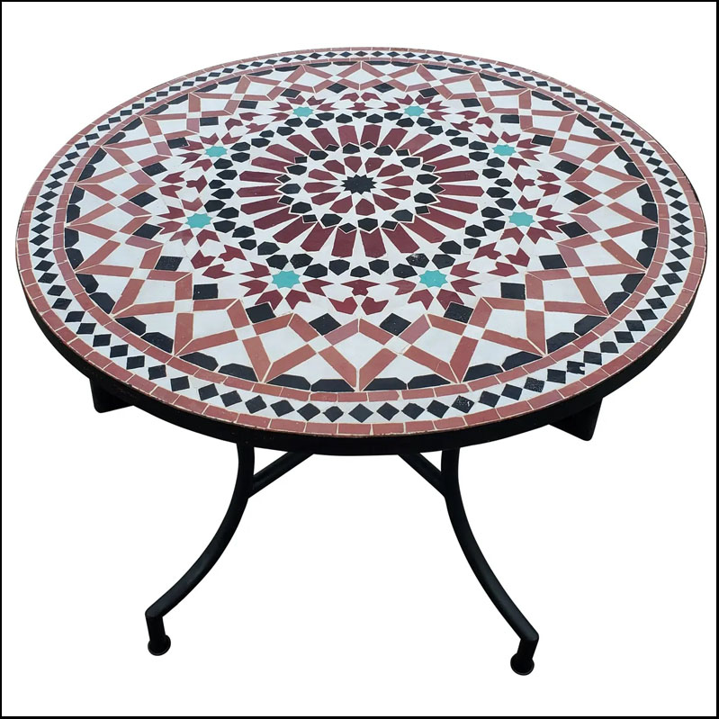40″ Moroccan Mosaic Table, Multi-Color Settachia