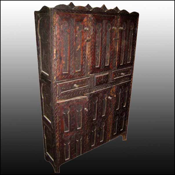 Moroccan Wooden Armoire Carved Cedar Living Morocco