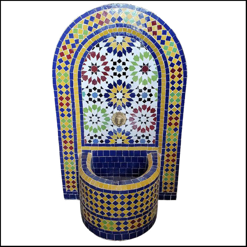 Bella Moroccan Mosaic Arched Fountain, All Glazed