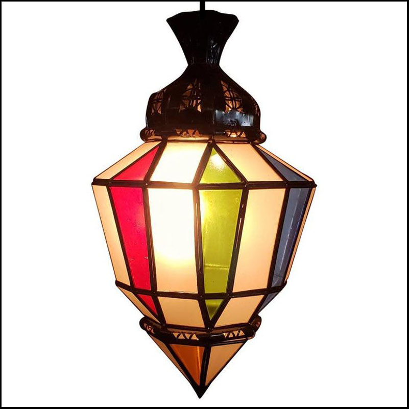 Moroccan Multicolor Glass Lantern LM 22
