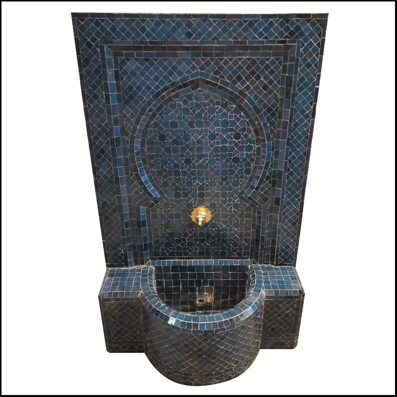 Medium Size Petrol Blue Moroccan Mosaic Tile Fountain