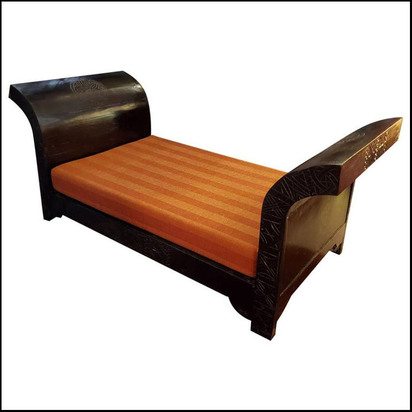 Moroccan Hand Carved Wooden Bench, Meridian Style