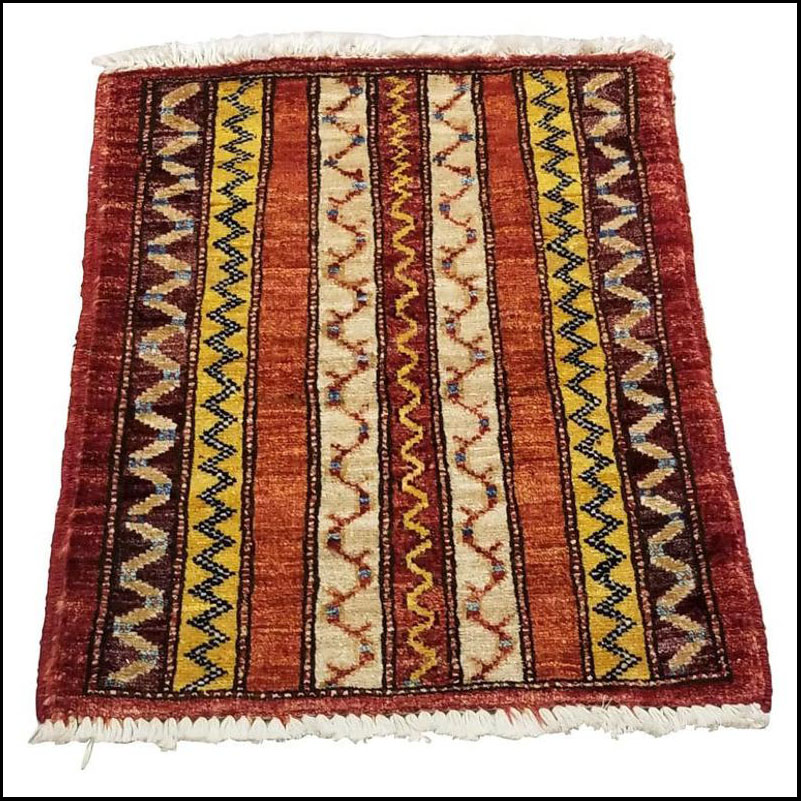 Small Asian Bedside Carpet from Afghanistan, Colorful / 306