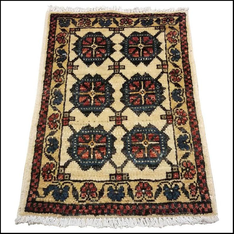 Small Asian Bedside Carpet from Afghanistan, Colorful / 319
