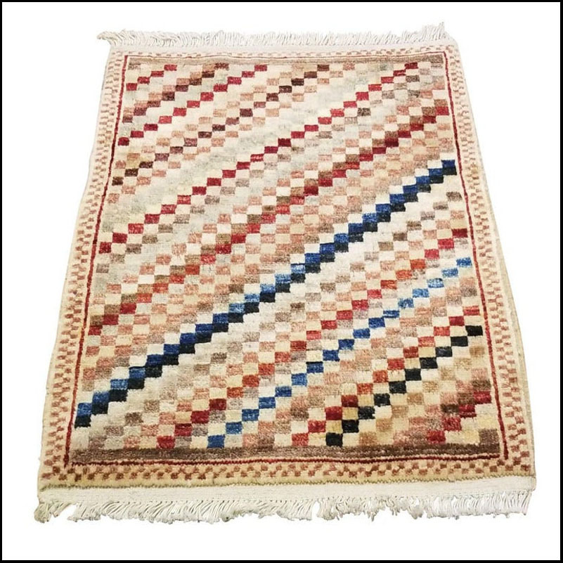 Small Asian Bedside Carpet from Afghanistan, Colorful / 321