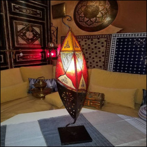 Moroccan Floor Lamp Henna Goat Skin Handmade Decorative Home Decor Small Green 
