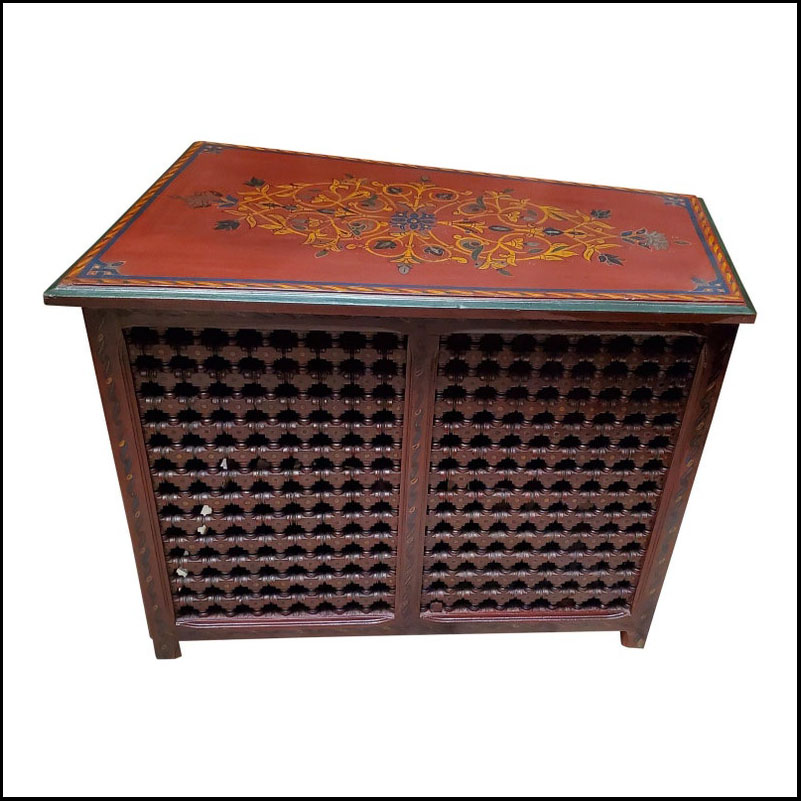 Hand Painted Musharabi Solid Wooden Trunk