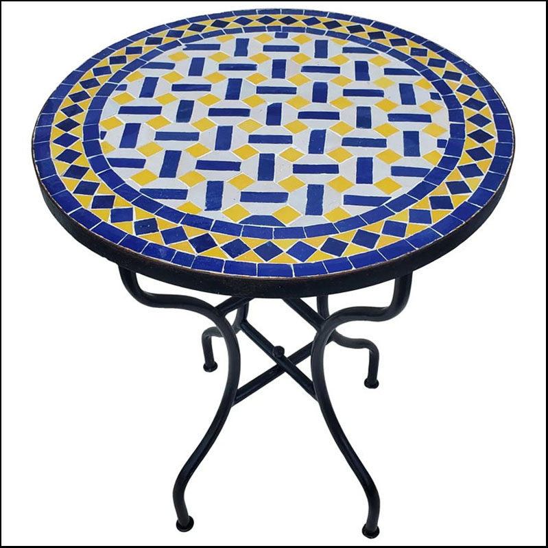 24″ Blue / WHite / Yellow Moroccan Mosaic Table