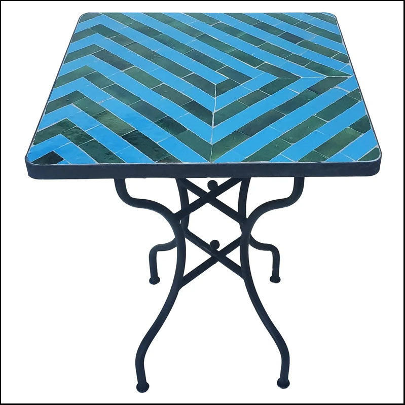 24″ Square Turquoise and Tamegrout Green Mosaic Table