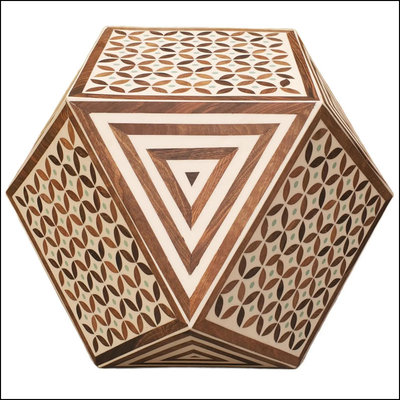Contemporary Moroccan Walnut Wood and Resin stool / End Table