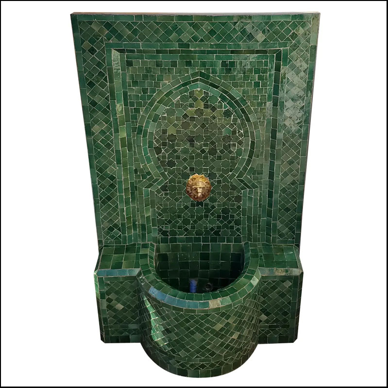 Medium Tamegrout Green Moroccan Mosaic Fountain