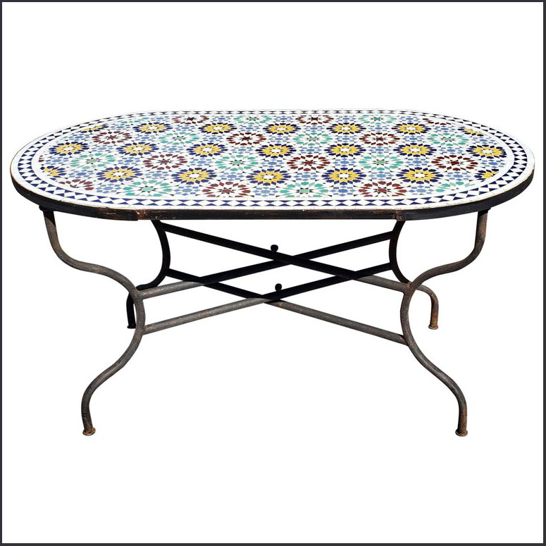 54″ x 32″ Beldia Style Moroccan Mosaic Table – Oval Shape