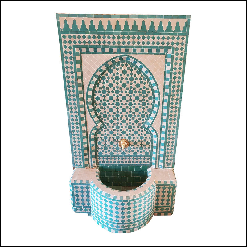 Aqua / White Moroccan Mosaic Fountain