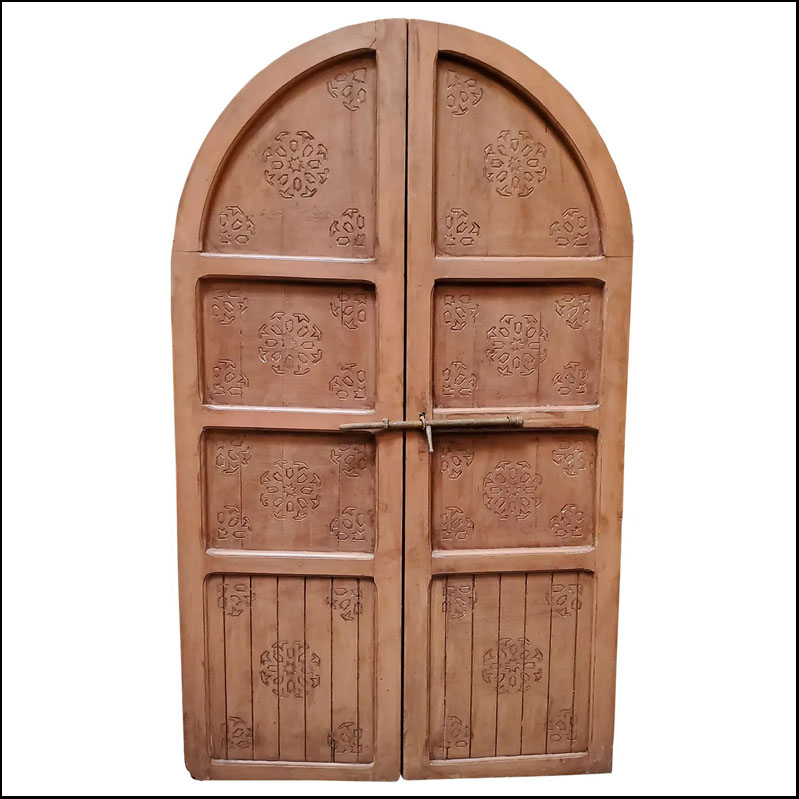 Double Panel Arched Moroccan Wooden Door LM28