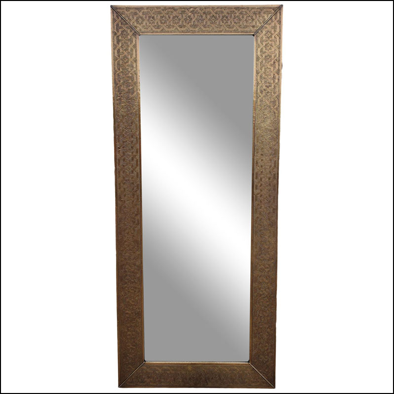 Marrakech Rectangular Metal Inlaid Mirror, Gold Finish