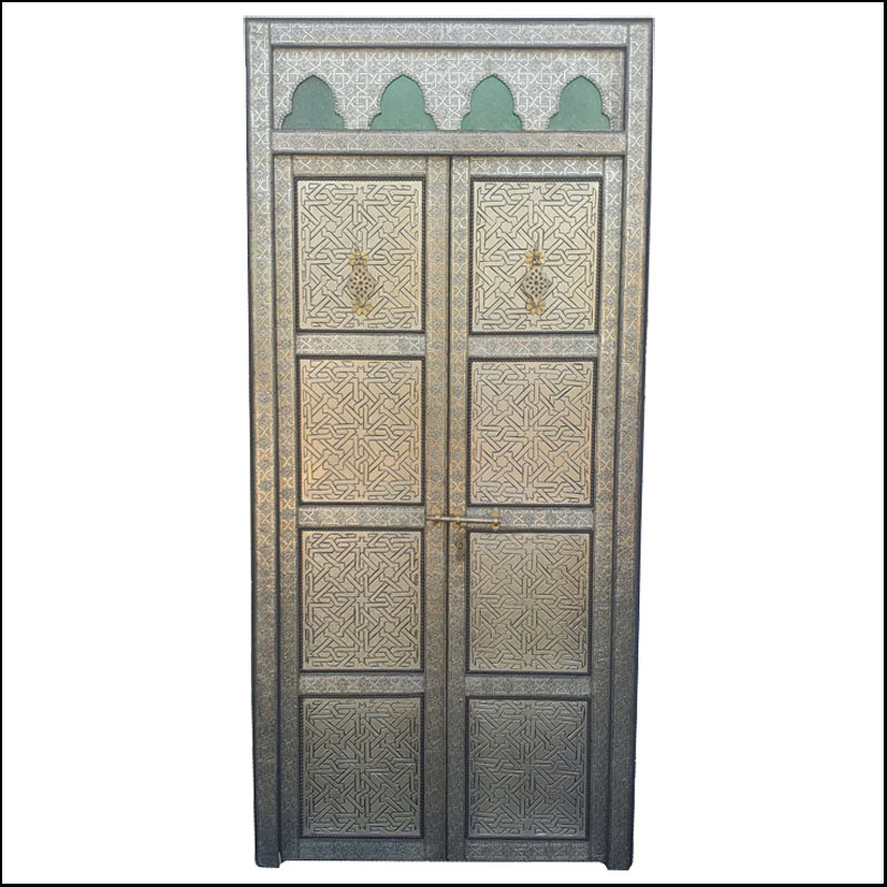 Exquisite All Metal Inlaid Moroccan Door – Silver Look