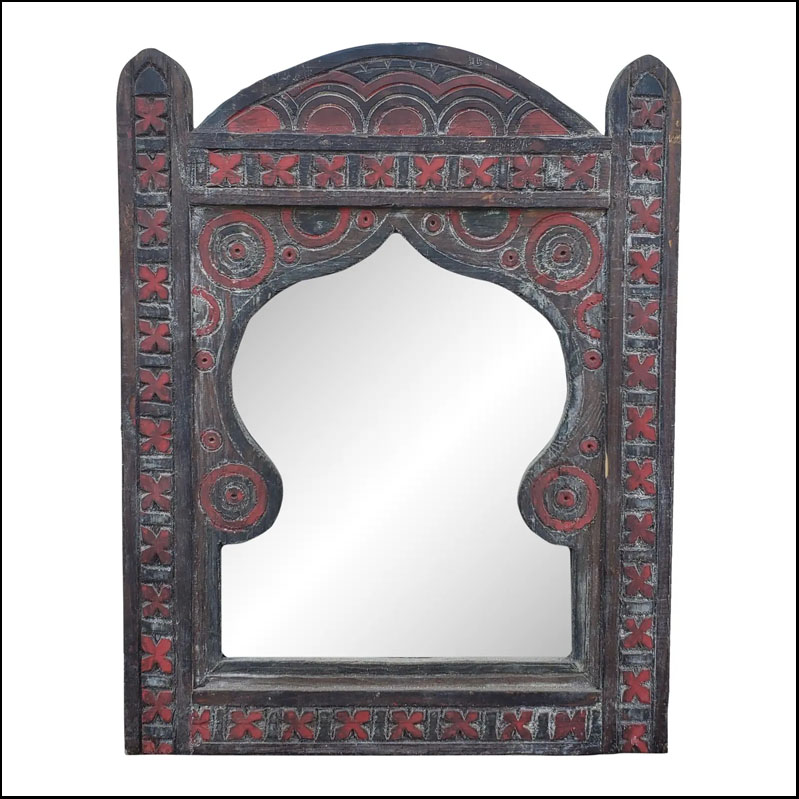 Medium Moroccan Arched Berber Style Mirror, Distressed