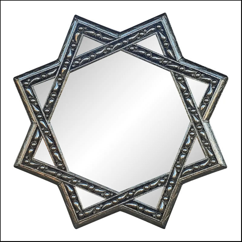 45/ Star Shape Moroccan Inlaid Mirror, Handmade