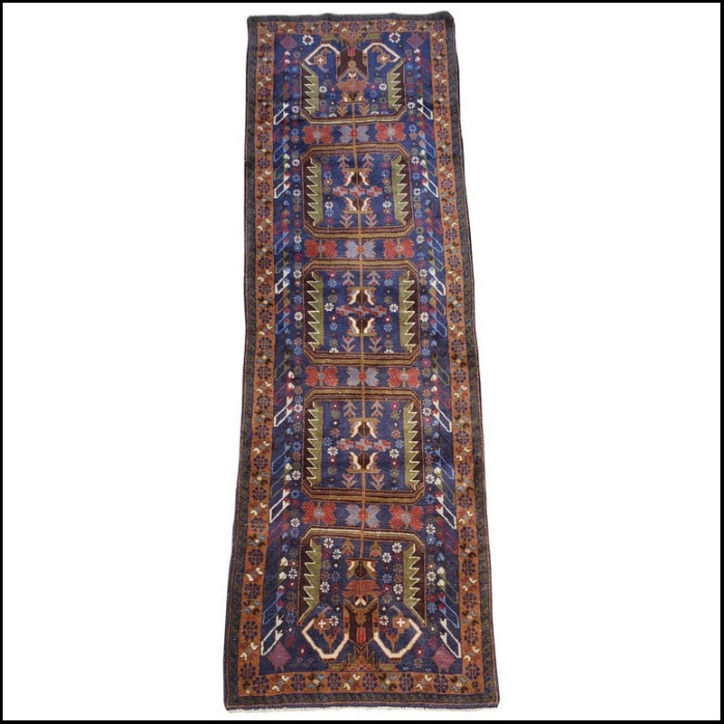 Multi-Color Asian Hallway Runner from Afghanistan, Soft / 007