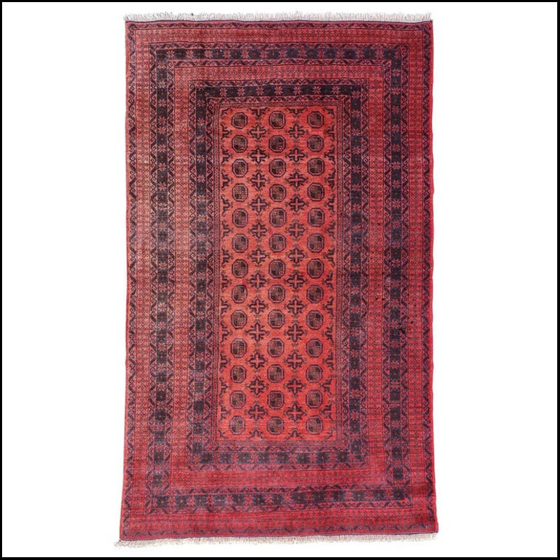 Burgundy Area Rug From Afghanistan, Colorful / 033