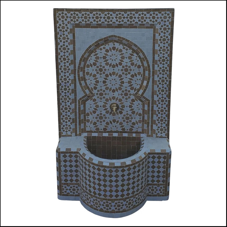 Honey Mustard And White Moroccan Mosaic Fountain – Ankboutia