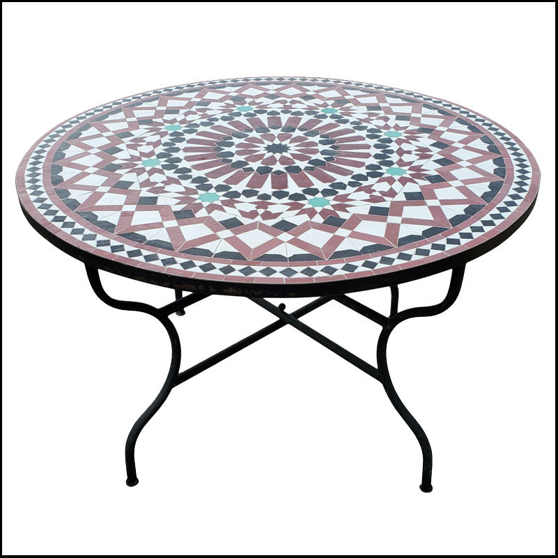 48″ Moroccan Mosaic Table, Multi-Color Settachia