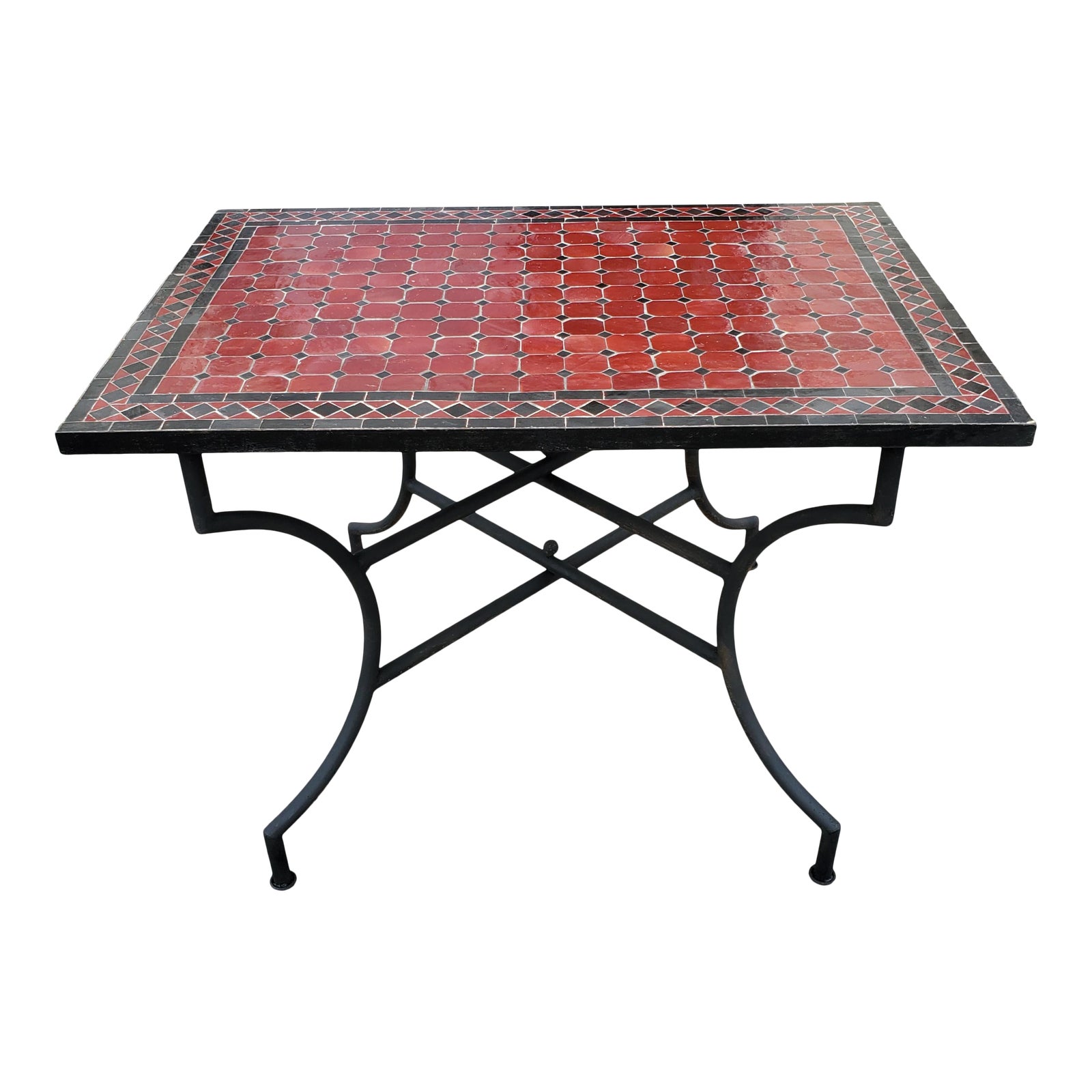 40″ Rectangular Moroccan Red & Black Mosaic Table