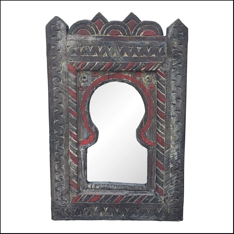 6/ 2000s Small Size Moroccan Arched Berber Style Mirror, Distressed 2