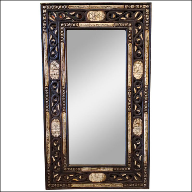 Moroccan Rectangular White Camel Bone Mirror, 113LM24