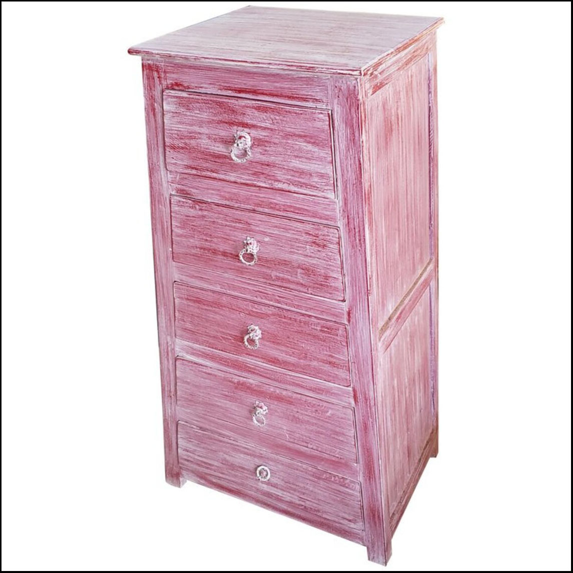Hand Painted Wooden Moroccan Cabinet, Faded Pink