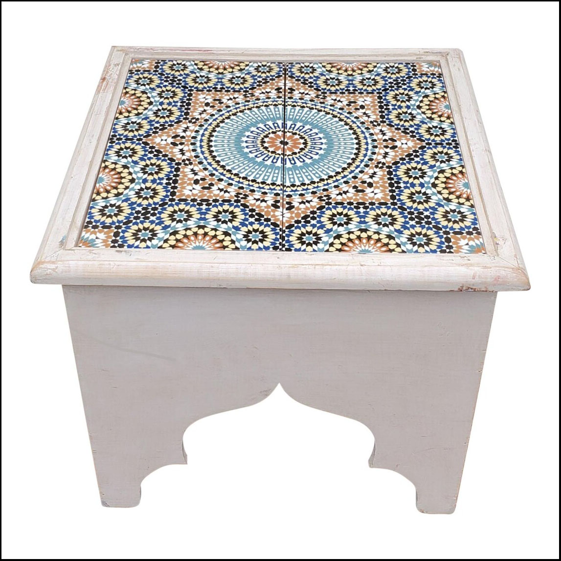 Moroccan side deals table white