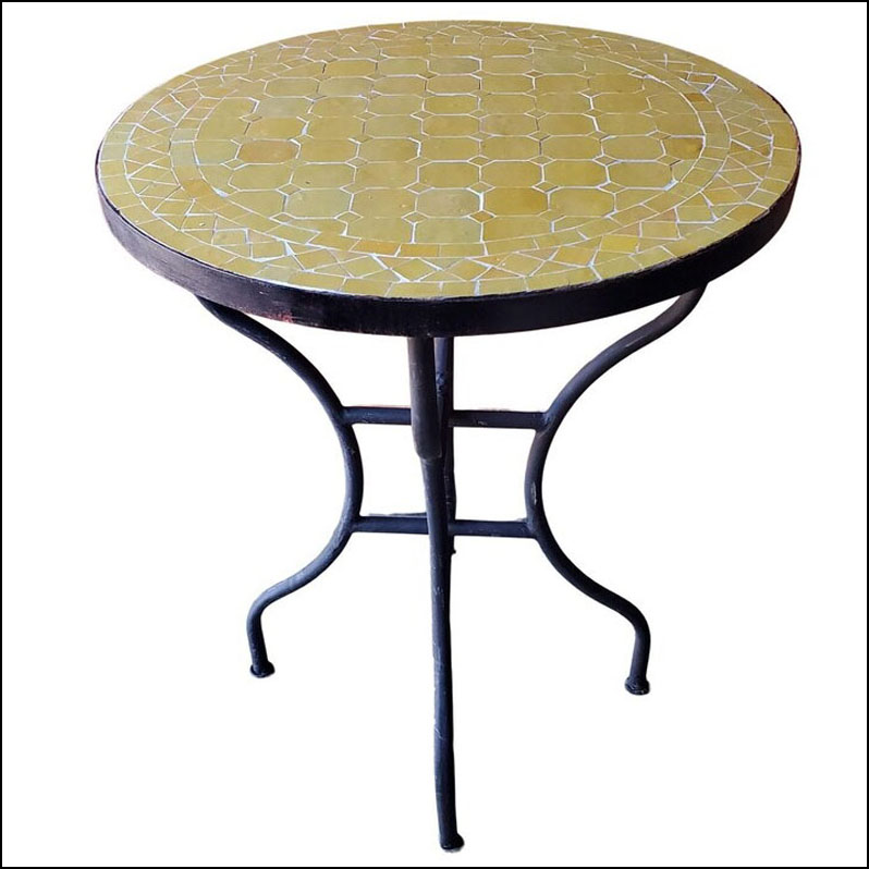 24″ All Yellow Moroccan Mosaic Table