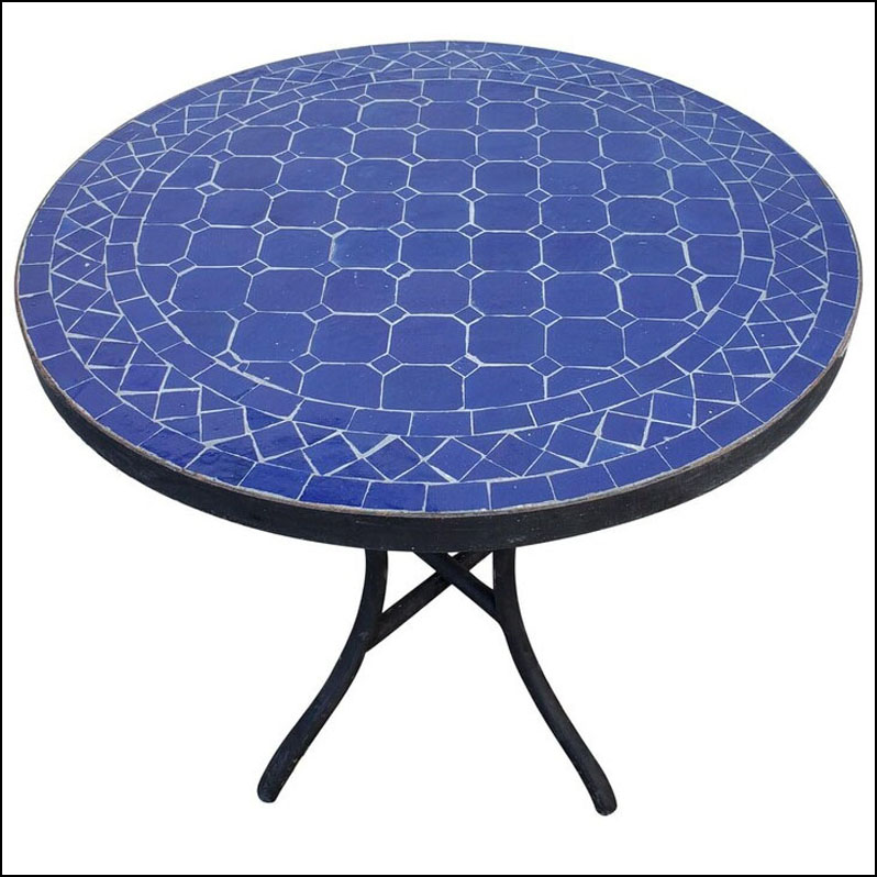 24″ All Blue Moroccan Mosaic Table – CR4