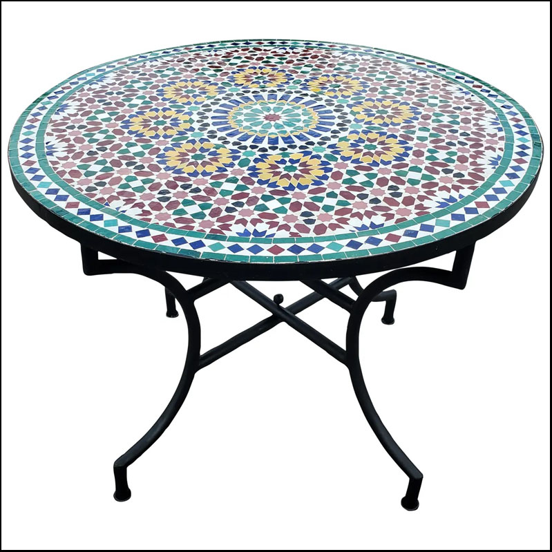 40″ Moroccan Mosaic Table, Multi-Color Beldia Zina