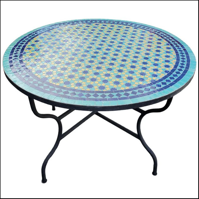 48″ Multi-Color Mosaic Table, Wrought Iron Base Included