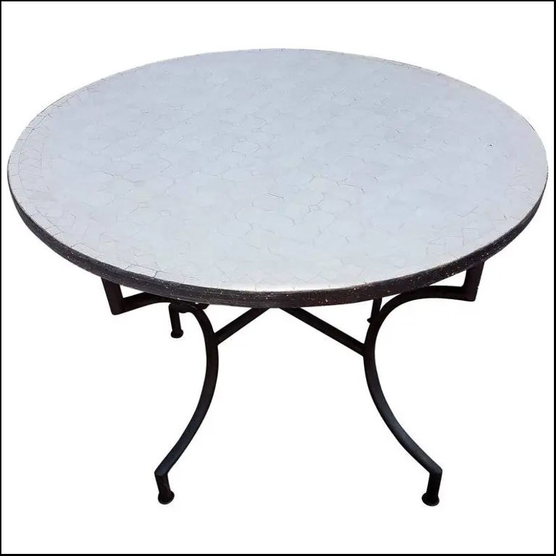 40″ White Moroccan Mosaic Table, CR4 Pattern