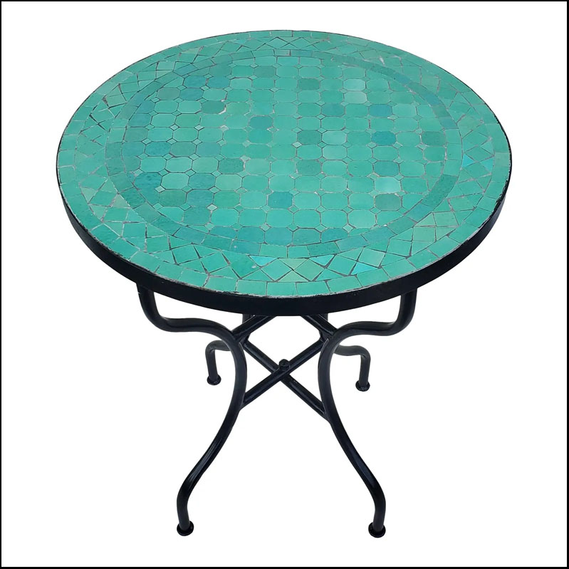 24″ Aqua Moroccan Mosaic Table – Cr4