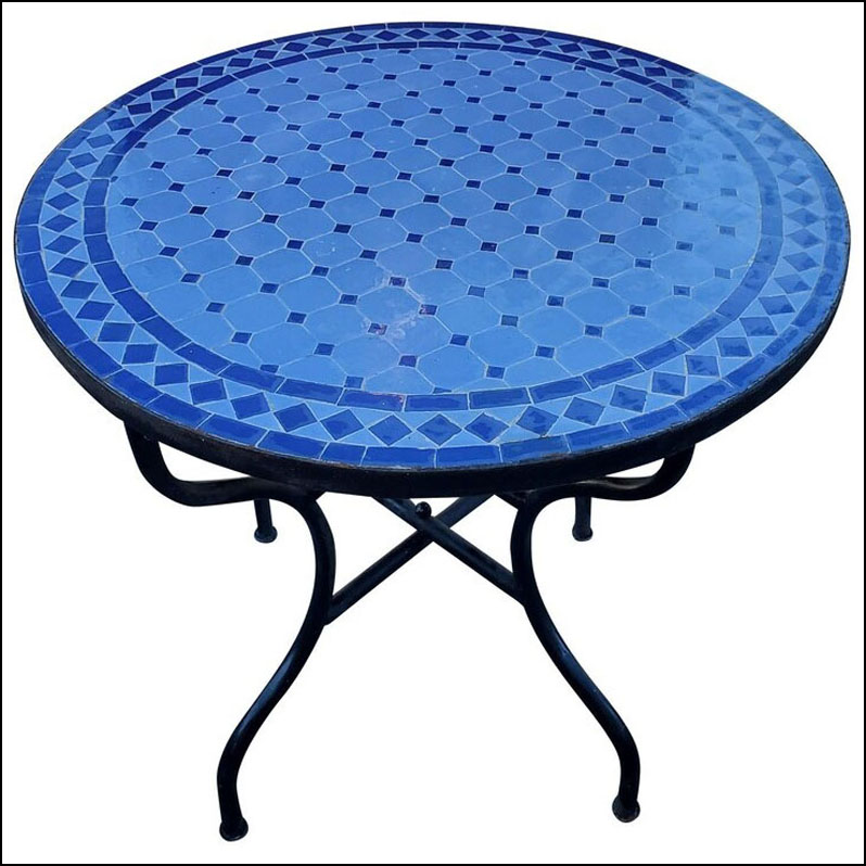 32″ Blue / Blue Moroccan Mosaic Table