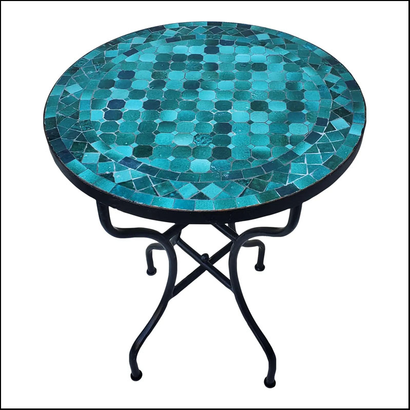 24″ Emerald Aqua Moroccan Mosaic Table – Cr4