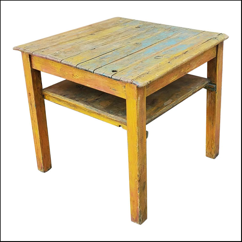 Moroccan Vintage Yellow Wooden Desk / Table