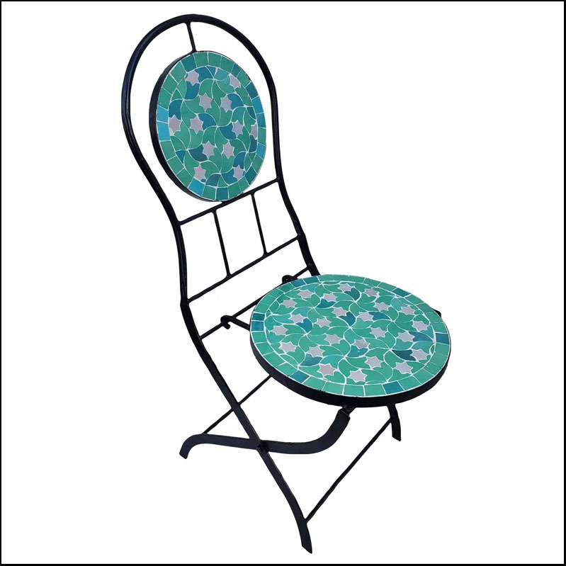 Moroccan Wrought Iron And Mosaic Folding Chairs