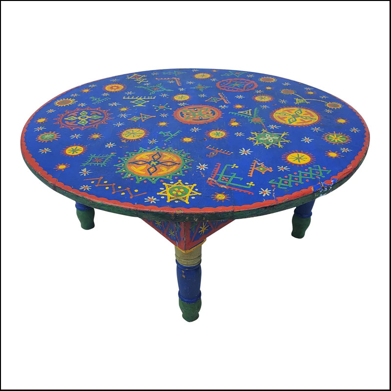 Vintage Morocco Hand Painted Wooden Low / Coffee Table, Kesh 1